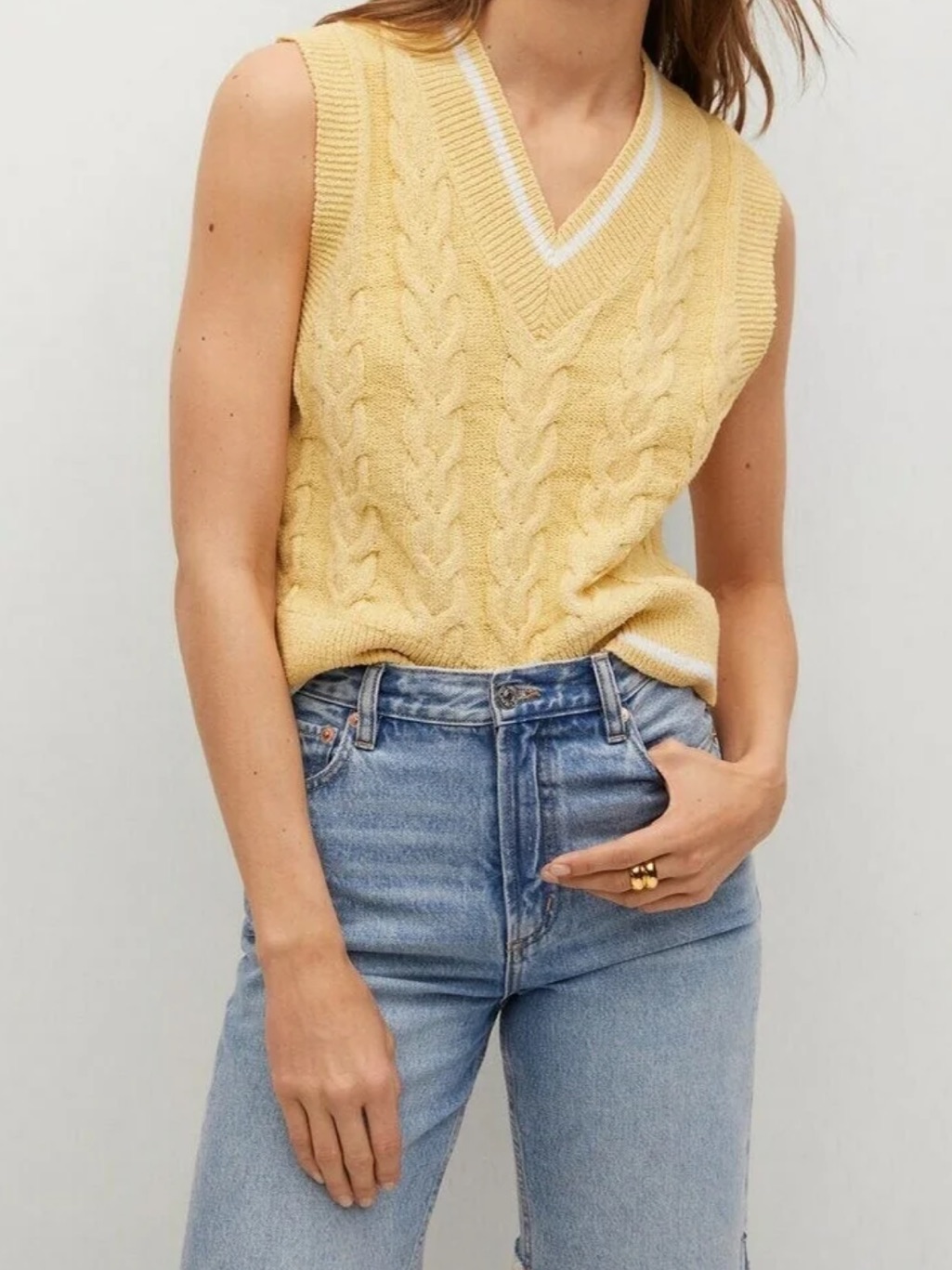 Mango Yellow Sweater Vest